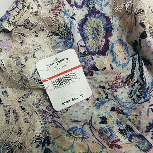 Free People Woven Lace Trim Floral Print Cami - Picture 5 of 7